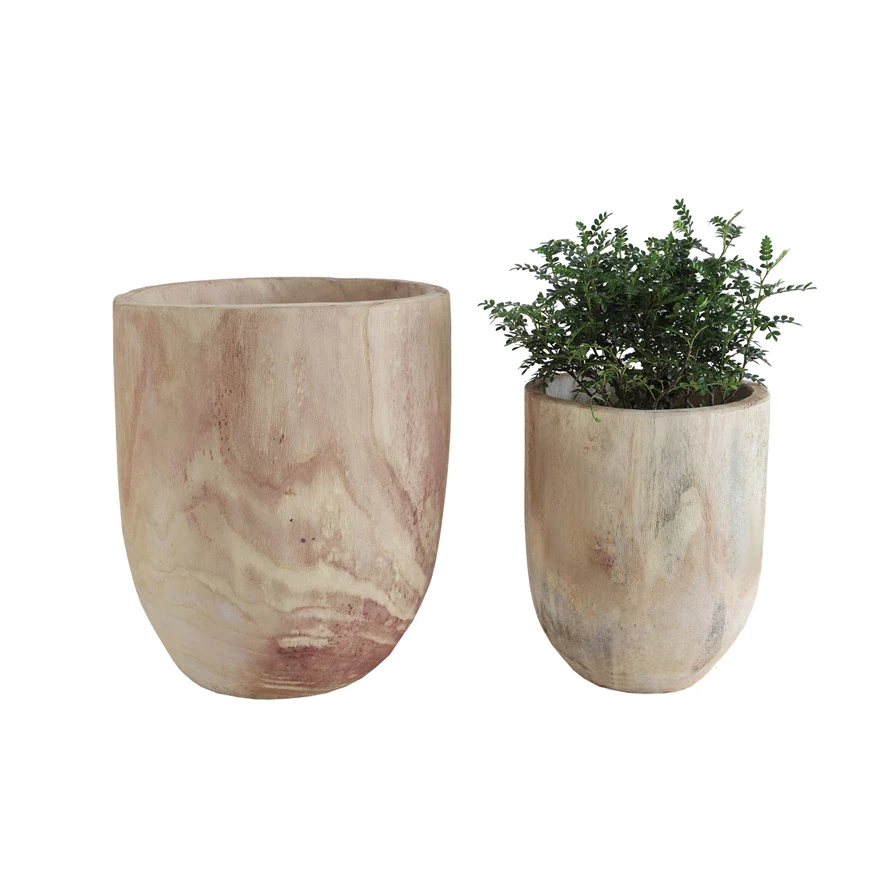 modern wooden pots